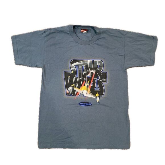 Vintage Star Wars Episode 1 Naboo Starfighter T Shirt Men’s Large Blue READ - Picture 1 of 6